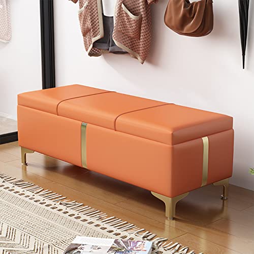 Aufbewahrungshocker Fußhocker Schuhwickelhocker mit goldenen Metallbeinen Schminkhocker Wohnzimmer Couchtisch Rest Hocker von Generisch