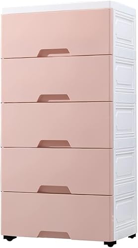 Aufbewahrungskörbe mit großem Fassungsvermögen, rosa – mehrschichtige Schublade für Kinderzimmer, Wohnzimmer & Schlafzimmer – Kunststoff-Schließfach-Kleiderschrank (4 Ebenen) von Generisch