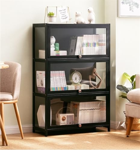 Aufbewahrungsschränke - Mehrstöckiges Bücherregal aus Holz, moderne minimalistische Bambusvitrine mit Acryltüren, 5-lagiges Design Aufbewahrungsschränke - Mehrstöckiges Bücherregal aus Holz, moderne minimalistische Bambusvitrine mit Acryltüren, 5-lagiges Design von Generisch