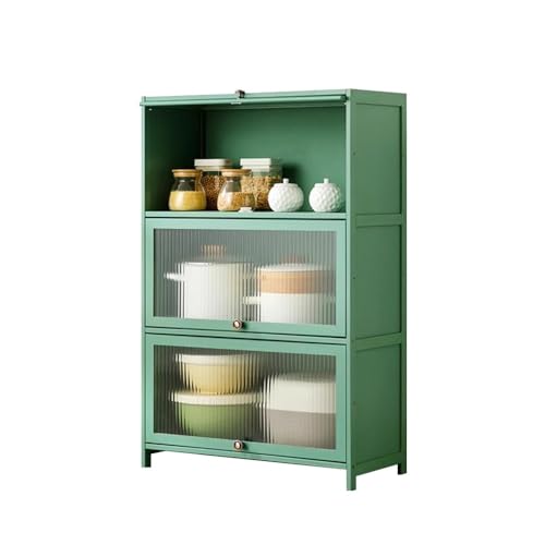 Aufbewahrungsschrank aus Bambus mit transparenter Tür, hohe Füße für Küche, Wohnzimmer, Flur Organisation von Generisch