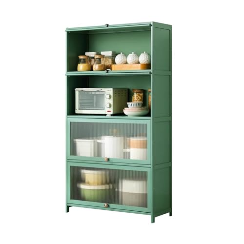 Aufbewahrungsschrank aus Bambus mit transparenter Tür, hohe Füße für Küche, Wohnzimmer, Flur Organisation von Generisch