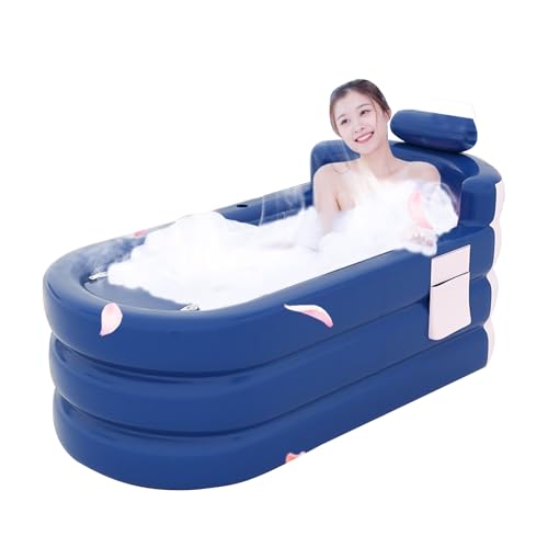 Aufblasbare Wanne, Tragbare Badewanne - Faltbare Familienbadezimmer-Whirlpoolwanne - Tragbare Baadewanne, Aufblasbare SPA-Badeewanne Mit Kopfstütze, Lordosenstütze Und Seitlicher Aufbewahrungstasche von Generisch