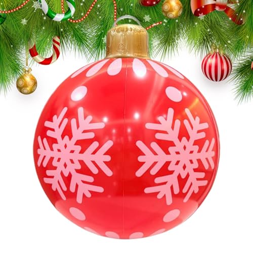 Aufblasbarer Weihnachtsschmuck Für Garten, PVC Weihnachtskugeln Aufblasbar, 61cm Große wasserdichte Weihnachtskugel Für Park Garten Baum Dach Hinterhof von Generisch