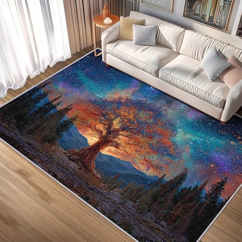Aurora Teppich Wohnzimmer 120x180 Waschbar, Bettvorleger Schöne Natur Nacht Landschaft Teppiche Gegend Schlafzimmer Deko & Wohnaccessoires, Kurzflor Teppich Weich rutschfest, FD2464 Aurora Teppich Wohnzimmer 120x180 Waschbar, Bettvorleger Schöne Natur Nacht Landschaft Teppiche Gegend Schlafzimmer Deko & Wohnaccessoires, Kurzflor Teppich Weich rutschfest, FD2464 von Generisch