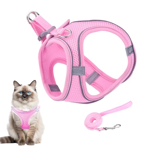 Ausbruchssicheres Katzengeschirr | Weiches Mesh-Geschirr Mit Reflektierenden Sicherheitsstreifen - Haustier Zubehör Für Sicherheit Training Reisen Wandern Rucksack Outdoor Abenteuer von Generisch