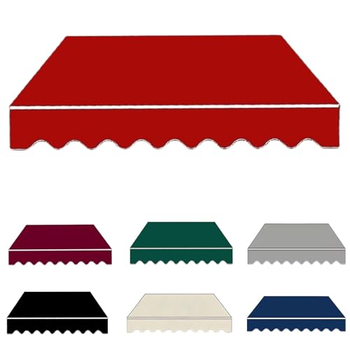 Außen Markisen Ersatzstoff 200cm 250cm 300cm 340cm 400cm 500cm Balkonmarkisen Sonnenschutz Stoff Markise Wasserdicht Für Garten Terrasse(Red,500x300cm) von Generisch