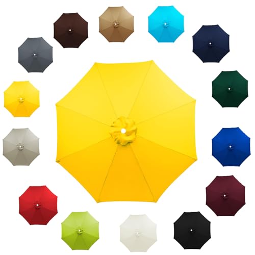 Außenbereich Ersatzbespannung mit 6/8 Streben Anti-Ultraviolett Sonnenschirm Ersatzbezug Dicker und Starker Outdoor Regenschirm Ersatz Stoff für Strand Pool 2.0m 2.7m 3.0m(Gelb,2.0M/6RIBS) von Generisch