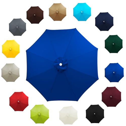 Außenbereich Ersatzbespannung mit 6/8 Streben Anti-Ultraviolett Sonnenschirm Ersatzbezug Dicker und Starker Outdoor Regenschirm Ersatz Stoff für Strand Pool 2.0m 2.7m 3.0m(Königsblau,3.0M/8RIBS) von Generisch