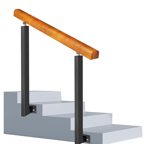 Außentreppe für 2-3 Stufen, verstellbares schmiedeeisernes Geländer mit Winkelhalterungen, 109,2 cm Höhe, ideal für Betonstufen und sicher für Stufen Außentreppe für 2-3 Stufen, verstellbares schmiedeeisernes Geländer mit Winkelhalterungen, 109,2 cm Höhe, ideal für Betonstufen und sicher für Stufen von Generisch