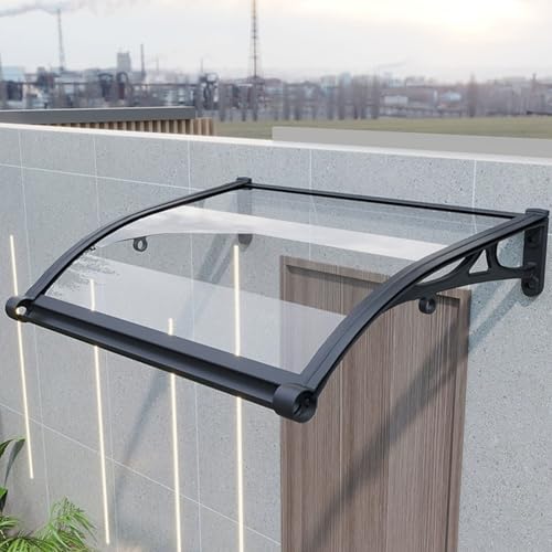 Außentürvordach mit Entwässerungsrinne, UV-Schutz Polycarbonat Markise für Veranda, Terrasse, Fenster - Regen- und Schneeschild (klar, 60 x 320 cm) von Generisch