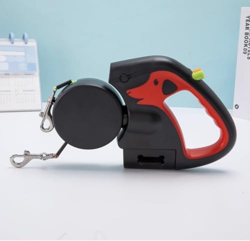 Ausziehbare Doppelleine für 2 Hunde mit 360° Schwenktechnologie, LED-Taschenlampe, Kotbeutelhalter, reflektierende Leinen für Sicherheit, Doppelverriegelungssystem Ausziehbare Doppelleine für 2 Hunde mit 360° Schwenktechnologie, LED-Taschenlampe, Kotbeutelhalter, reflektierende Leinen für Sicherheit, Doppelverriegelungssystem von Generisch