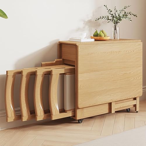 Ausziehbare Essgruppe mit Klappstühlen und Stauraum, platzsparendes Tropfenblatt-Design für moderne Häuser, einfache Montage Ausziehbare Essgruppe mit Klappstühlen und Stauraum, platzsparendes Tropfenblatt-Design für moderne Häuser, einfache Montage von Generisch