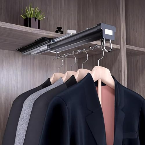 Ausziehbare Kleiderstange aus Stahl, strapazierfähig, ausziehbar, mit Puffersystem, verstellbare Schrankstange für effiziente Aufbewahrung im Kleiderschrank (456 x 125 x 125 mm) von Generisch