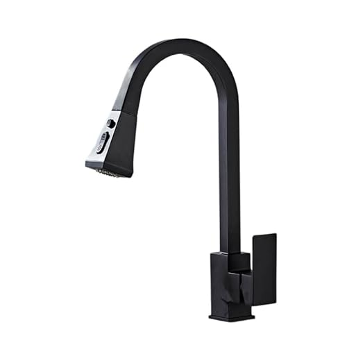 Ausziehbare Küchenspüle aus Kupfer, drehbarer Mixer für heißes und kaltes Wasser, stilvolles schwarzes Design und einfach zu installieren von Generisch
