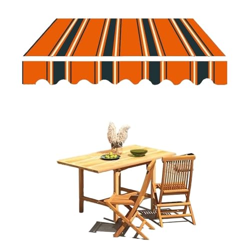 Ausziehbare Markise, Ersatz-Leinwand, Sonnenschutz, Ersatzstoff, Sonnenschutz, wasserdichtes Polyestertuch für Deck, Balkon, Hof, Geschäft, Orange gestreift, 7 x 4 m Ausziehbare Markise, Ersatz-Leinwand, Sonnenschutz, Ersatzstoff, Sonnenschutz, wasserdichtes Polyestertuch für Deck, Balkon, Hof, Geschäft, Orange gestreift, 7 x 4 m von Generisch