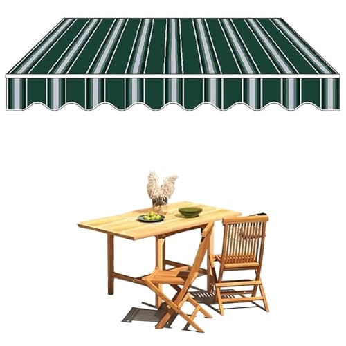 Ausziehbare Markise, Ersatzstoff, obere Abdeckung, manuelle Markisenabdeckung, wasserdicht, Sonnenschutz, für Fenster, Tür, Markt, Shop, Restaurant, Café, Grün gestreift, 5 x 3 m Ausziehbare Markise, Ersatzstoff, obere Abdeckung, manuelle Markisenabdeckung, wasserdicht, Sonnenschutz, für Fenster, Tür, Markt, Shop, Restaurant, Café, Grün gestreift, 5 x 3 m von Generisch