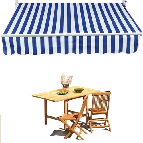 Ausziehbare Markise, Terrassen-Sonnenschutz, Ersatzstoff, obere Abdeckung, manuelle Markisenabdeckung, wasserdicht, Sonnenschutz, Schutz für Fenster, Tür, Markt, Shop, Restaurant, Café (Blau, 5 x 3 m Ausziehbare Markise, Terrassen-Sonnenschutz, Ersatzstoff, obere Abdeckung, manuelle Markisenabdeckung, wasserdicht, Sonnenschutz, Schutz für Fenster, Tür, Markt, Shop, Restaurant, Café (Blau, 5 x 3 m von Generisch