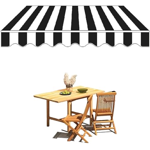 Ausziehbare Markise, Terrassen-Sonnenschutz, Ersatzstoff, obere Abdeckung, manuelle Markisenabdeckung, wasserdicht, Sonnenschutz, Schutz für Fenster, Tür, Markt, Shop, Restaurant, Café (Schwarz-Weiß Ausziehbare Markise, Terrassen-Sonnenschutz, Ersatzstoff, obere Abdeckung, manuelle Markisenabdeckung, wasserdicht, Sonnenschutz, Schutz für Fenster, Tür, Markt, Shop, Restaurant, Café (Schwarz-Weiß von Generisch