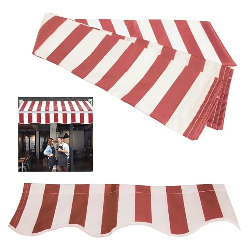 Ausziehbare Markisen-Ersatz-Stoffabdeckung, Outdoor-Sonnenschutz, Überdachung für Terrasse, Balkon, Deck und Fenster (Größe: 6,5 x 2 m, Rot Weiß gestreift) von Generisch