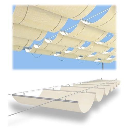Ausziehbare Pergola-Schattenabdeckung, Drahtseil zum Aufschieben für einfache Installation, langlebiges U-förmiges Wellendesign, perfekt für Terrasse, Deck, Hof, Veranda, Sonnenschutz Ausziehbare Pergola-Schattenabdeckung, Drahtseil zum Aufschieben für einfache Installation, langlebiges U-förmiges Wellendesign, perfekt für Terrasse, Deck, Hof, Veranda, Sonnenschutz von Generisch
