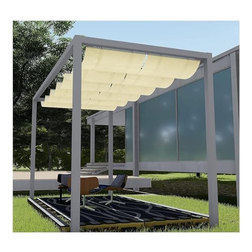Ausziehbare Pergola-Schattenabdeckung, Wellen-Ersatzsegel, strapazierfähiger, reißfester Stoff, 2 m x 18 m, UV-Schutz, mehrere Farben zur individuellen Anpassung, Sonnenschutz, Lösung für den von Generisch