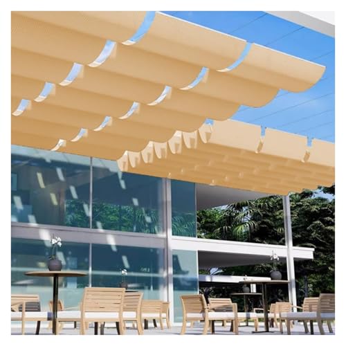 Ausziehbare Pergola-Schattenabdeckung, für den Außenbereich, Wellen-Sonnensegel, Ersatzdach mit Befestigungsmaterial für Terrasse, Veranda, Hof, Garten von Generisch