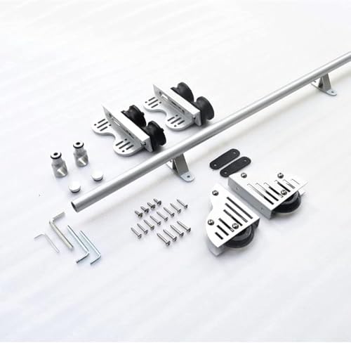 Ausziehbare Rollleiter-Hardware-Kit – runde Schiene mit Bodenrollenrädern für reibungsloses Gleiten, ideal für Zuhause und Bibliothek von Generisch