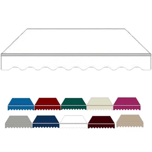 Ausziehbare Terrassenmarkise, Ersatzstoff, für Außentür, Fenster, Sonnenschutz, Baldachin, Tuch, 2,4 x 1,5 m, 3,7 x 2,4 m, 4,9 x 3 m, Marktgeschäft, Sonnenschutz, Ersatz-Leinwand (Weiß, 5 x 2 m) von Generisch