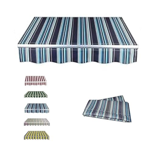 Ausziehbare Terrassenmarkise, Ersatzstoff, wasserabweisend, Sonnenschutz, Segeltuch für Terrasse und Hof (blaue Streifen, 4 x 2 m) von Generisch