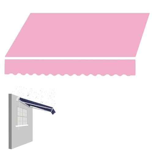 Ausziehbare Terrassenmarkise Ersatz, 3.0x2.4m Outdoor Baldachin mit Volant für Tür/Fenster, UV Schutz Beschatten, Wasserdicht Stoff (Rosa, 300x250cm) von Generisch