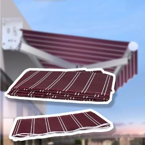 Ausziehbare Terrassenmarkise Ersatzstoff 2,0 m bis 7,0 m, UV-Schutz Sonnenschutz für Fenster, Türen, Garten, Balkon - Rot 16.4x6.5ft (5x2m) Outdoor Shelter Cloth von Generisch