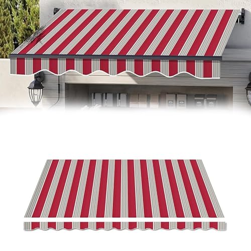 Ausziehbare Terrassenmarkise für den Außenbereich, wasserdicht, Sonnenschutz für Fenster und Türen, rote Leinwand, 5 x 2 m, ideal für Marktgeschäfte und Unterstände von Generisch