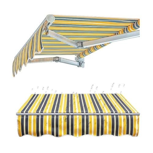 Ausziehbare Terrassenmarkise – wasserdichtes Segeltuch-Sonnenschutzdach für Türen, Fenster, Balkone, Polyester-Ersatzabdeckung (Gelb 4 x 2,5 m) von Generisch