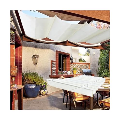 Ausziehbare Wellenmarkisen für Pergola und Terrasse, wasserfest, U-förmiges Sonnensegel, einfach zu installieren, Rutschseil, 1,6 x 18 m (B x L x L), Hellgrau von Generisch