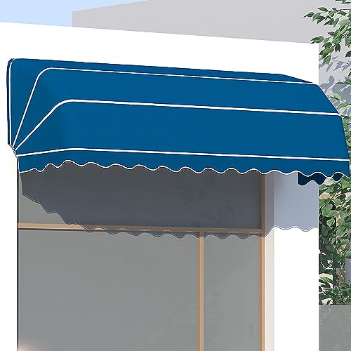 Ausziehbare französische gebogene Markise, UV- und Regenschutz, Baldachin für Türen & Fenster, Faltbarer Sonnenschutz für den Außenbereich, 220 x 60 x 60 cm, perfekt für Cafés und Restaurants, Blau Ausziehbare französische gebogene Markise, UV- und Regenschutz, Baldachin für Türen & Fenster, Faltbarer Sonnenschutz für den Außenbereich, 220 x 60 x 60 cm, perfekt für Cafés und Restaurants, Blau von Generisch