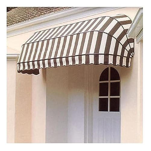 Ausziehbare französische gebogene Markise für Terrasse, Deck und Balkon, Aluminium und Polyester, Outdoor-Baldachin, Weiß-Braun, 90 x 60 x 60 cm, stilvolle Schattenlösung von Generisch