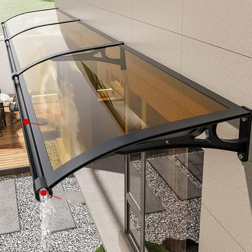 Ausziehbare schwarze Türüberdachung - Transparente Polycarbonat-Abdeckung für den Außenbereich mit großer Dachrinne, perfekt für Dachterrasse und Verandaschutz (60 x 260 cm) von Generisch
