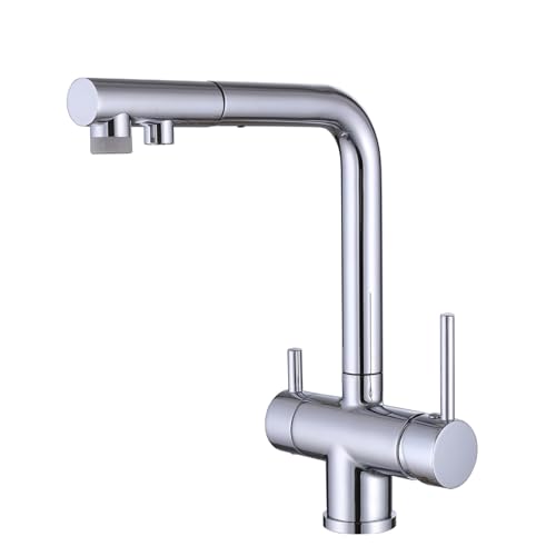 Ausziehbarer 3-Wege-Küchenarmatur, drehbar, Messing, Mischbatterie für Küchenspüle, einfach zu installieren, modernes Design, perfekt für Zuhause und Restaurant von Generisch