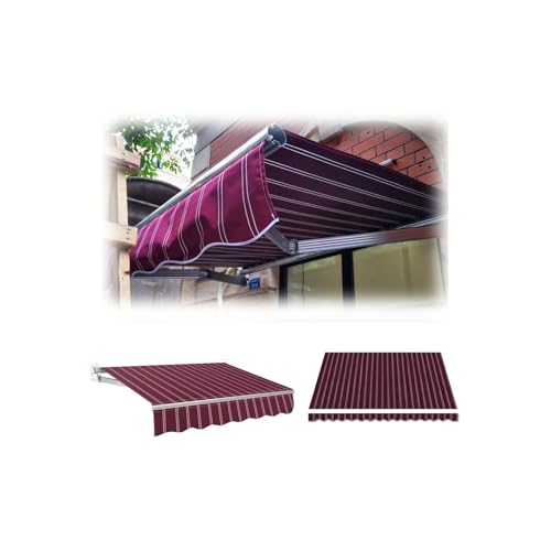 Ausziehbarer Ersatzstoff für Terrassenmarkise, gestreift, verschiedene Größen, für Hof, Terrasse, Balkon, ohne Rahmen, Blau, 2,5 x 3,4 m von Generisch