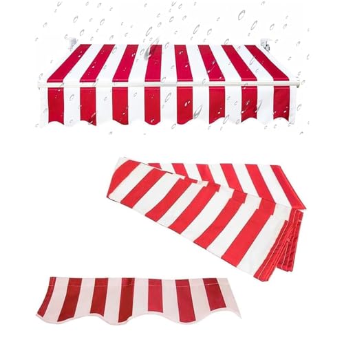 Ausziehbarer Ersatzstoff für Terrassenmarkise (nur Stoff), Terrassenmarkisenstoff, wasserabweisend, Polyester-Ersatz-Leinwand für Markisen, Deck, Balkon, Hof, strapazierfähiges Polyester (Rot, 4 x 1,5 von Generisch