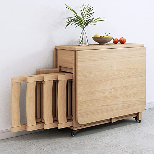 Ausziehbarer Esstisch aus Holz – Klapptisch mit 4 Stühlen für Küche, Wohnzimmer, Restaurant, Beige von Generisch