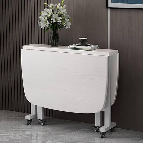 Ausziehbarer Esstisch aus Holz mit Universalrad, Klapptisch, Esstisch, platzsparend, Küchentisch, Gateleg-Tisch, runde Kanten, Weiß, 120 x 80 x 75 cm Ausziehbarer Esstisch aus Holz mit Universalrad, Klapptisch, Esstisch, platzsparend, Küchentisch, Gateleg-Tisch, runde Kanten, Weiß, 120 x 80 x 75 cm von Generisch