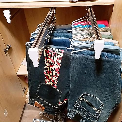 Ausziehbarer Kleiderständer für Kleiderschrank, ausziehbar, 30–80 cm Schrankstange, langlebiges 201-Stahl-Finish, platzsparende Schiebe-Kleiderstange mit 2 Schienen für effiziente Aufbewahrung von Generisch