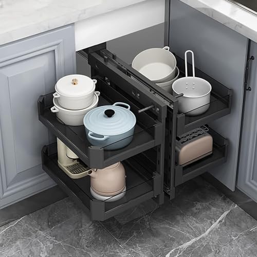 Ausziehbarer Küchen-Nizer mit 2 Etagen für blinde Eckschränke, maximieren den Platz mit dem Lazy Susan-Design-Eckregal für einfachen Zugang zu Küchen-/Badezimmerutensilien Ausziehbarer Küchen-Nizer mit 2 Etagen für blinde Eckschränke, maximieren den Platz mit dem Lazy Susan-Design-Eckregal für einfachen Zugang zu Küchen-/Badezimmerutensilien von Generisch