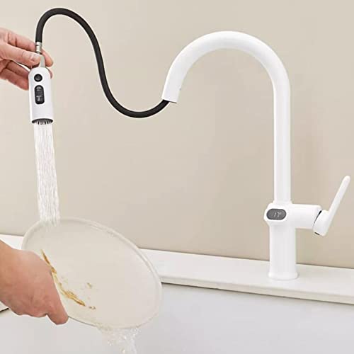 Ausziehbarer Küchenarmatur mit herausziehbarem Sprühgerät, Messing, drehbarer Wasserhahn mit digitaler Temperaturanzeige, Küchenspüle, Wasserhahn für einfache Verwendung und modernes Design Ausziehbarer Küchenarmatur mit herausziehbarem Sprühgerät, Messing, drehbarer Wasserhahn mit digitaler Temperaturanzeige, Küchenspüle, Wasserhahn für einfache Verwendung und modernes Design von Generisch