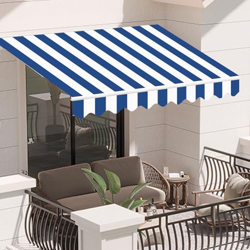 Ausziehbarer Markisen-Ersatzstoff, schwarz-weiße Streifen, Terrassenmarkisen, ersetzen Leinwand, (ohne Rahmen), Deck-Outdoor-Tuch, UV-Schutz, wasserdichtes Polyestergewebe von Generisch