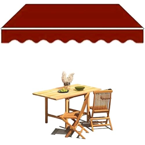 Ausziehbarer Markisenstoff, Ersatz 4 x 3/5 x 3/6 x 3 m, Sonnenschutz-Leinwand für Balkonmarkisen, manuelle Markisenabdeckung, wetterbeständiges Material (Rot 6 x 5 m / 20 x 16 Fuß) von Generisch