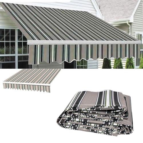 Ausziehbarer Markisenstoff (Just Fabric) für den Außenbereich, Terrasse, Sonnenschutz, wasserdicht, Polyester, 9 x 2,5 m, gestreiftes Design, UV-Schutz von Generisch