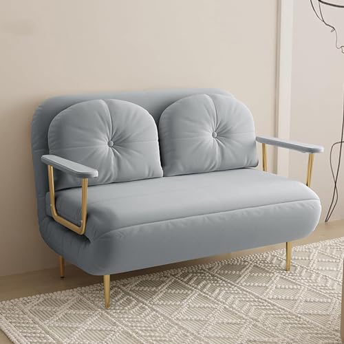 Ausziehbarer Schlafsofa mit verstellbarer Rückenlehne und Kissen, dreifach gefalteter Polstersessel in Weiß. Klappbare Chaiselongue Couch für Freizeit und Entspannung von Generisch