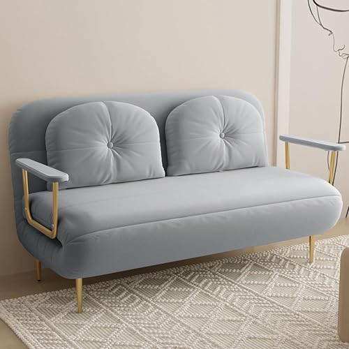 Ausziehbarer Schlafsofa mit verstellbarer Rückenlehne und Kissen, dreifach gefalteter gepolsterter Sessel, Schlafsofa in Weiß. Klappbare Chaiselongue Couch für Freizeit und Entspannung von Generisch